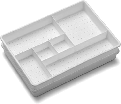 Madesmart 2-Pack 6-Compartment White Drawer Organizer Trays