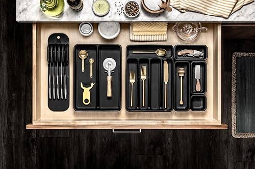 Madesmart Carbon Collection Utensil Tray - Small, 2 Compartment, Soft-Grip Lining