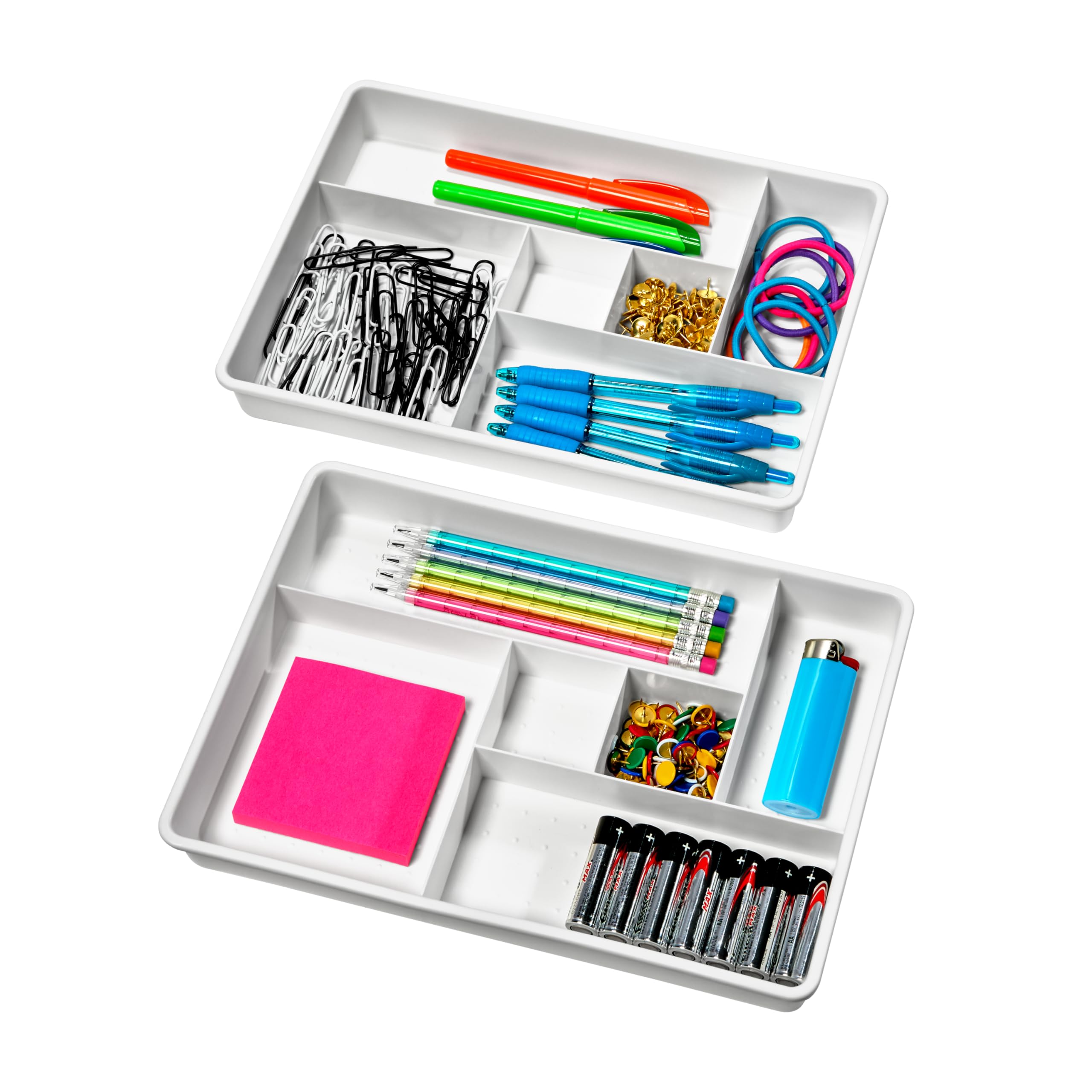 Madesmart 2-Pack 6-Compartment White Drawer Organizer Trays
