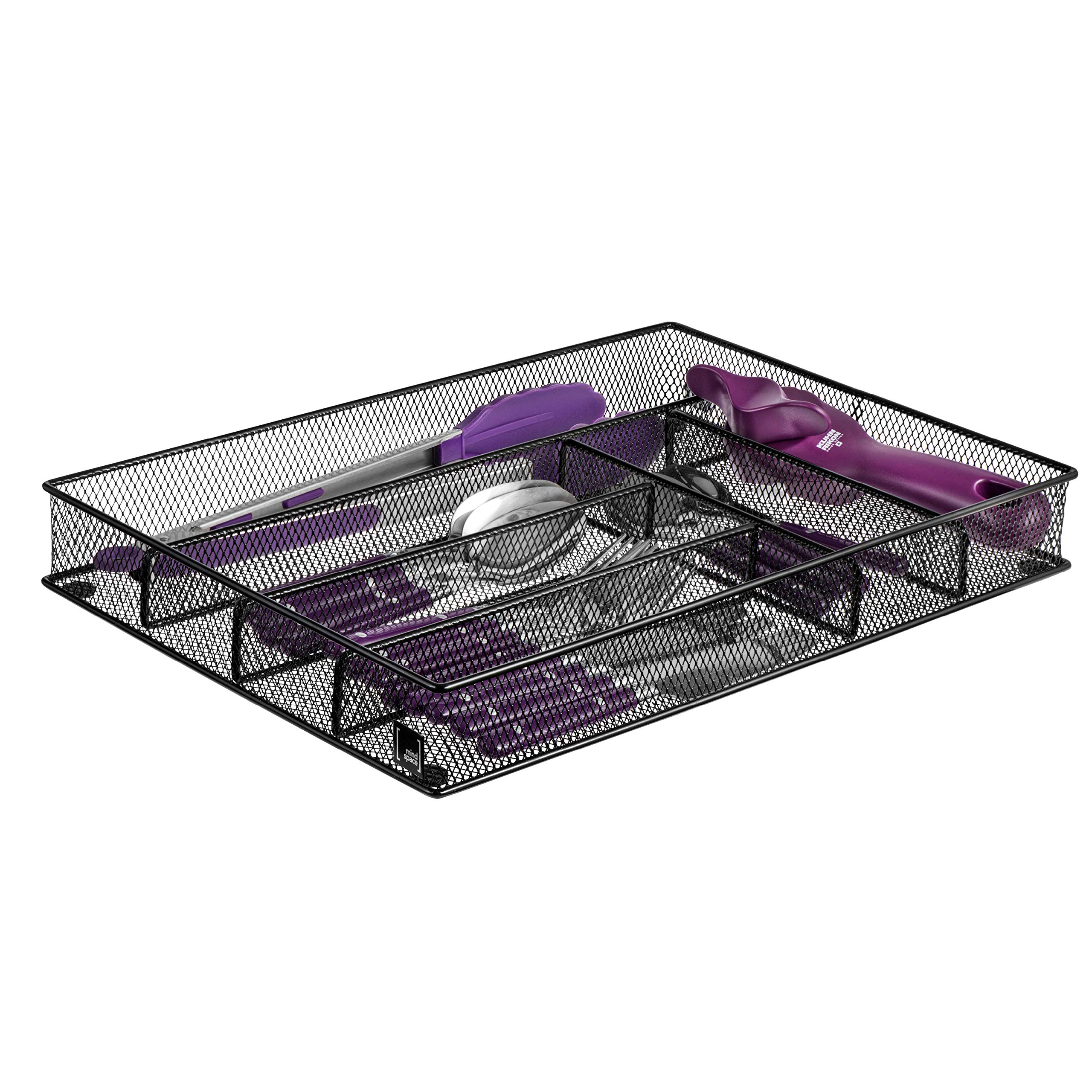 Mindspace Black 6-Compartment Cutlery Tray